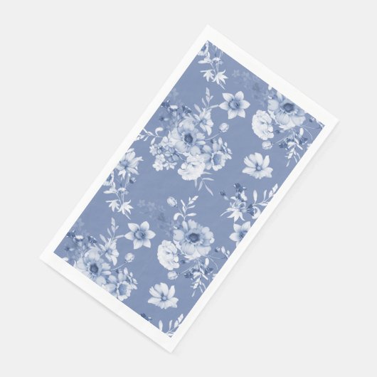 Serviette En Papier Serviettes pour invités à motif floral bleu poussi (Coin)
