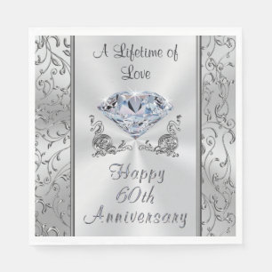 Serviette En Papier Serviettes pour le 60e anniversaire Belle Diamant