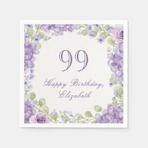 Serviette En Papier Serviettes pour le 99e anniversaire Élégant floral