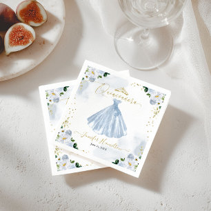 Serviette En Papier Serviettes Quinceanera Bleu Poussiéreux Robe Flora