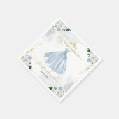 Serviette En Papier Serviettes Quinceanera Robe bleu floral Dusty (Coin)
