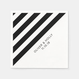 Serviette En Papier Serviettes rayées noir et blanc