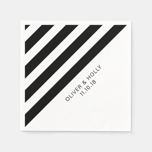 Serviette En Papier Serviettes rayées noir et blanc (Devant)
