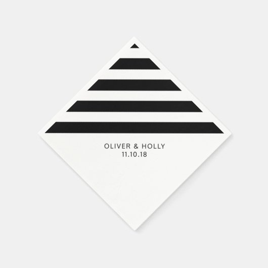 Serviette En Papier Serviettes rayées noir et blanc (Coin)