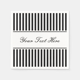 Serviette En Papier Serviettes rayées noir et blanc pour mariage