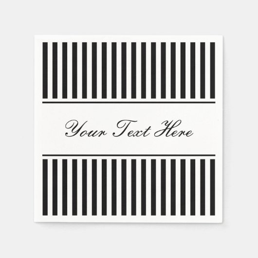 Serviette En Papier Serviettes rayées noir et blanc pour mariage (Devant)
