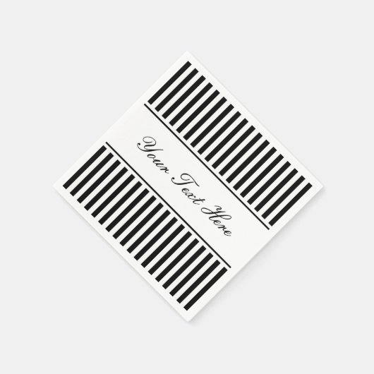Serviette En Papier Serviettes rayées noir et blanc pour mariage (Coin)