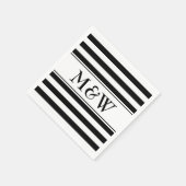Serviette En Papier Serviettes rayées noir et blanc pour mariage (Coin)
