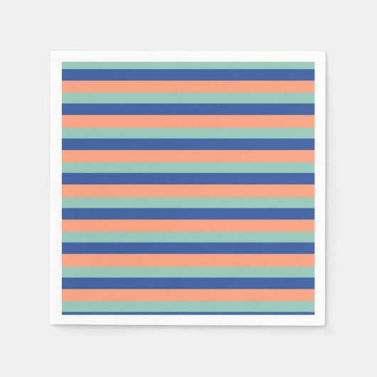 Serviette En Papier Serviettes rayées orange et bleu (Devant)
