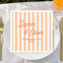 Serviettes rayées orange personnalisées pour maria