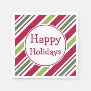 Serviette En Papier Serviettes rayées pour fête de Noël Joyeuses Fêtes