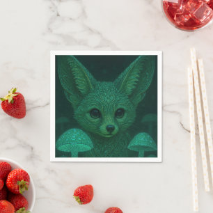 Serviette En Papier Serviettes Renard Enchanté Champignons Bioluminesc