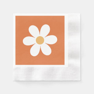 Serviette En Papier Serviettes rétro daisy orange brûlé bohème