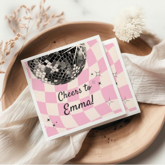 Serviette En Papier Serviettes Retro Disco Personnalisées - Pink À dam