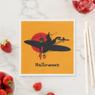 Serviette En Papier Serviettes Retro Flying Witch Party