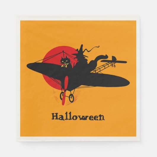 Serviette En Papier Serviettes Retro Flying Witch Party (Devant)