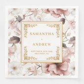 Serviette En Papier Serviettes romantiques en ivoire roux doré (Devant)