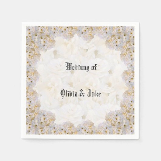 Serviette En Papier serviettes romantiques en roses blanches (Devant)