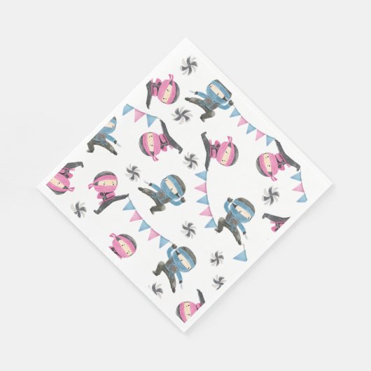 Serviette En Papier Serviettes rose et bleu Ninja Party (Coin)