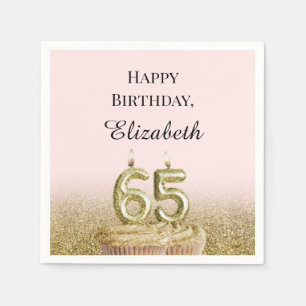 Serviette En Papier Serviettes rose et or pour 65e anniversaire