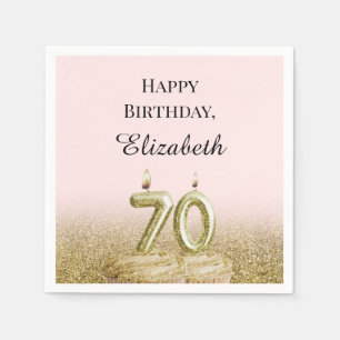 Serviette En Papier Serviettes rose et or pour 70e anniversaire