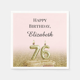 Serviette En Papier Serviettes rose et or pour 76e anniversaire