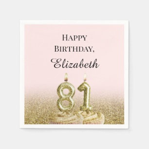 Serviette En Papier Serviettes rose et or pour 81e anniversaire