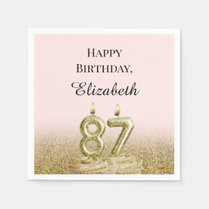 Serviette En Papier Serviettes rose et or pour 87e anniversaire