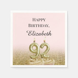 Serviette En Papier Serviettes rose et or pour 92e anniversaire