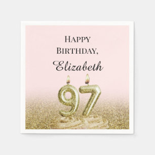 Serviette En Papier Serviettes rose et or pour 97e anniversaire
