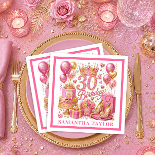 Serviette En Papier Serviettes Rose Gold Rose Clair Étincelant 30e Ann