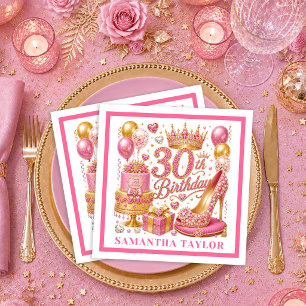 Serviette En Papier Serviettes Rose Gold Rose Confettis 30ème Annivers