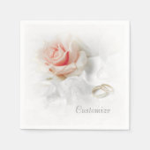 Serviette En Papier Serviettes Rose rose & Anneaux de mariage (Devant)