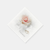Serviette En Papier Serviettes Rose rose & Anneaux de mariage (Coin)