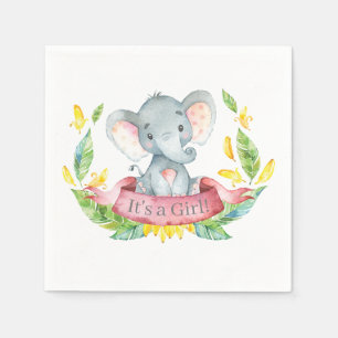 Serviette En Papier Serviettes roses Baby shower Eléphant fille