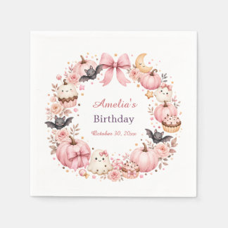 Serviette En Papier Serviettes roses d'anniversaire Halloween Citrouil