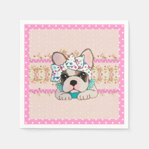 Serviette En Papier Serviettes roses de bouledogue français