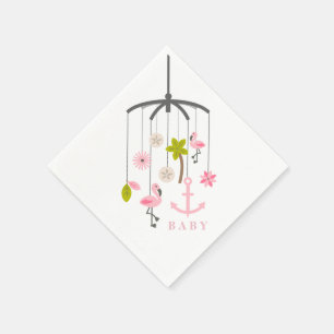 Serviette En Papier Serviettes roses modernes mobiles de baby shower