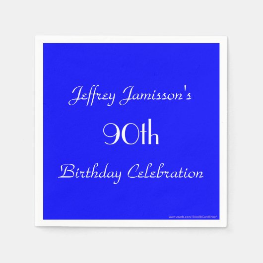 Serviette En Papier Serviettes Royal Blue Paper, 90e anniversaire (Devant)