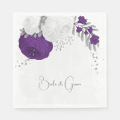 Serviette En Papier serviettes royales violet et fleurs blanches argen (Devant)