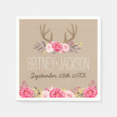 Serviette En Papier Serviettes Rustique Peony et Mariage Deer Antler (Devant)
