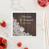 Serviette En Papier Serviettes rustiques en bois et Mariage dentelle (En situation)