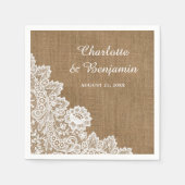 Serviette En Papier Serviettes Rustiques Mariage Burlap et dentelle (Devant)