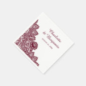 Serviette En Papier Serviettes Rustiques Mariage de dentelle Bourgogne (Coin)