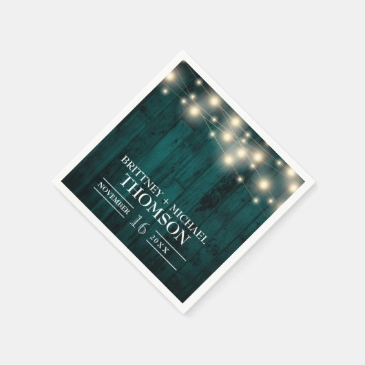 Serviette En Papier Serviettes rustiques Turquoise en bois (Coin)