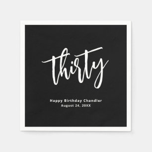 Serviette En Papier Serviettes simples Black 30th Birthday Party