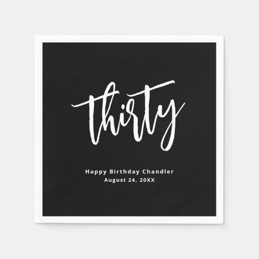 Serviette En Papier Serviettes simples Black 30th Birthday Party (Devant)