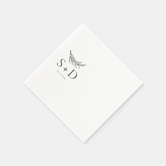 Serviette En Papier Serviettes simples de Mariage monogramme (Coin)