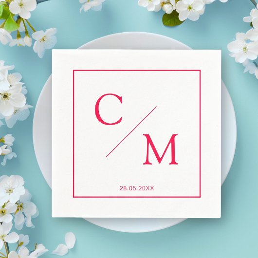 Serviette En Papier Serviettes Simples Élégantes Monogramme Blanc Fram