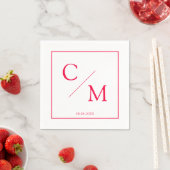 Serviette En Papier Serviettes Simples Élégantes Monogramme Blanc Fram (En situation)
